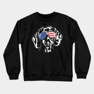 Funny Proud Dachshund American Flag sunglasses gift dog Crewneck Sweatshirt